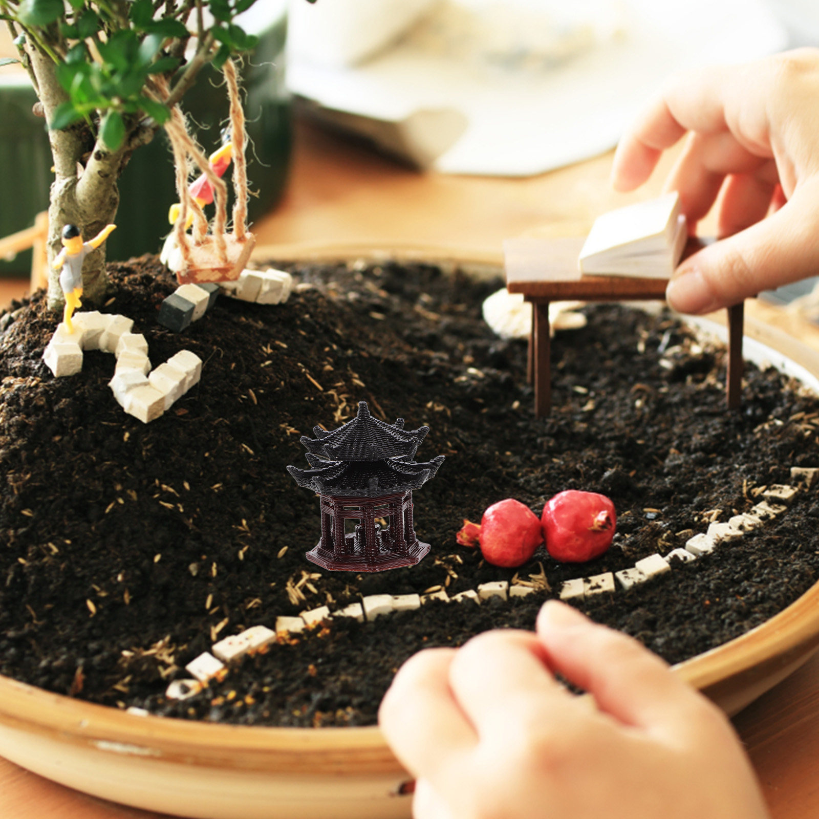 Landscape Bonsai Garden - 섬세한 플라스틱 정자 장식, 어항, 수족관,