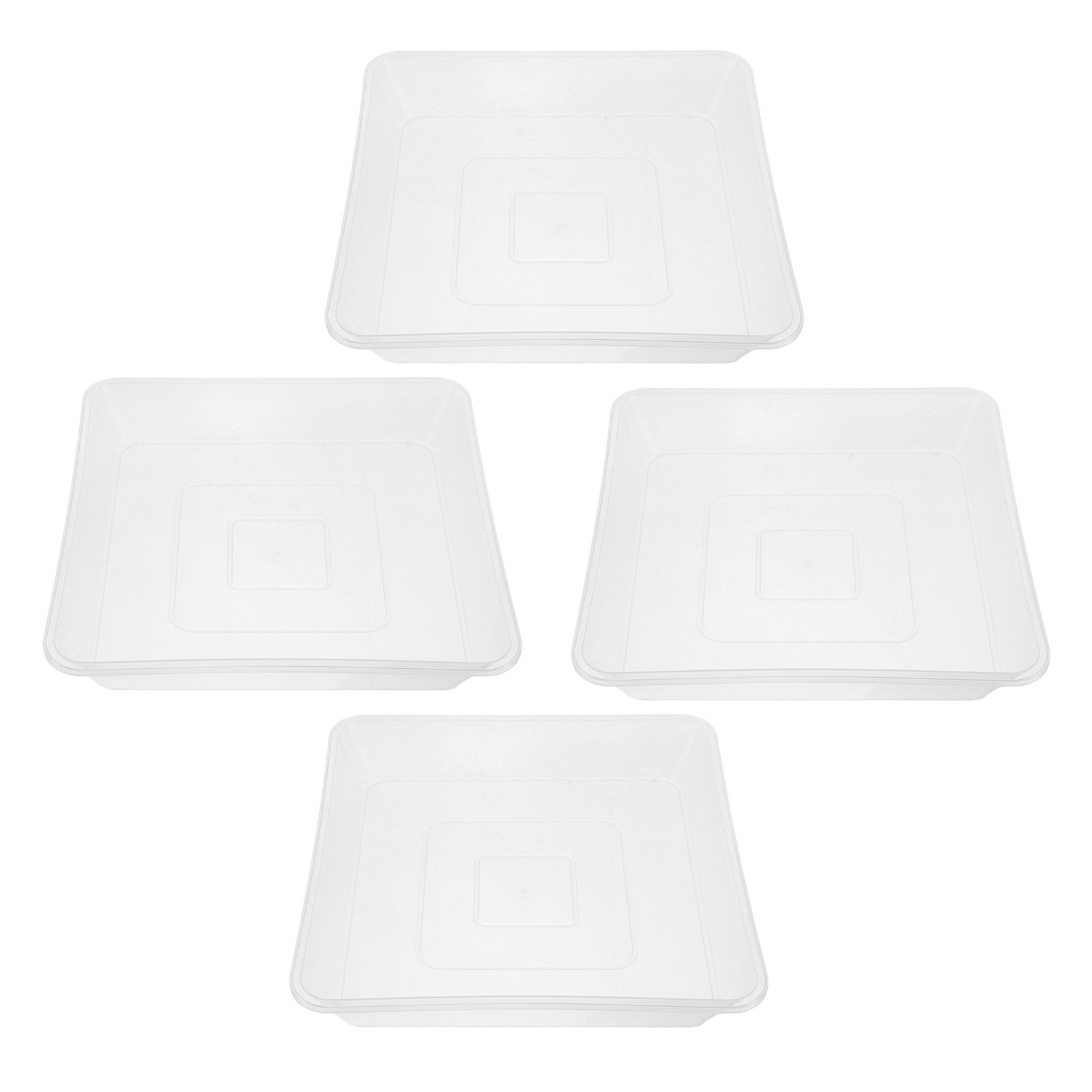 Drip Tray Saucer - 투명한 사각형 화분 받침 4개 세트,